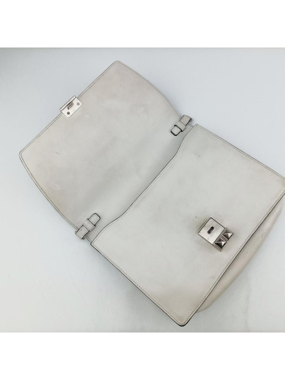 ★SOLD★ Prada Electra Studs White Leather 7 Messenger Bag - Picture 13 of 15